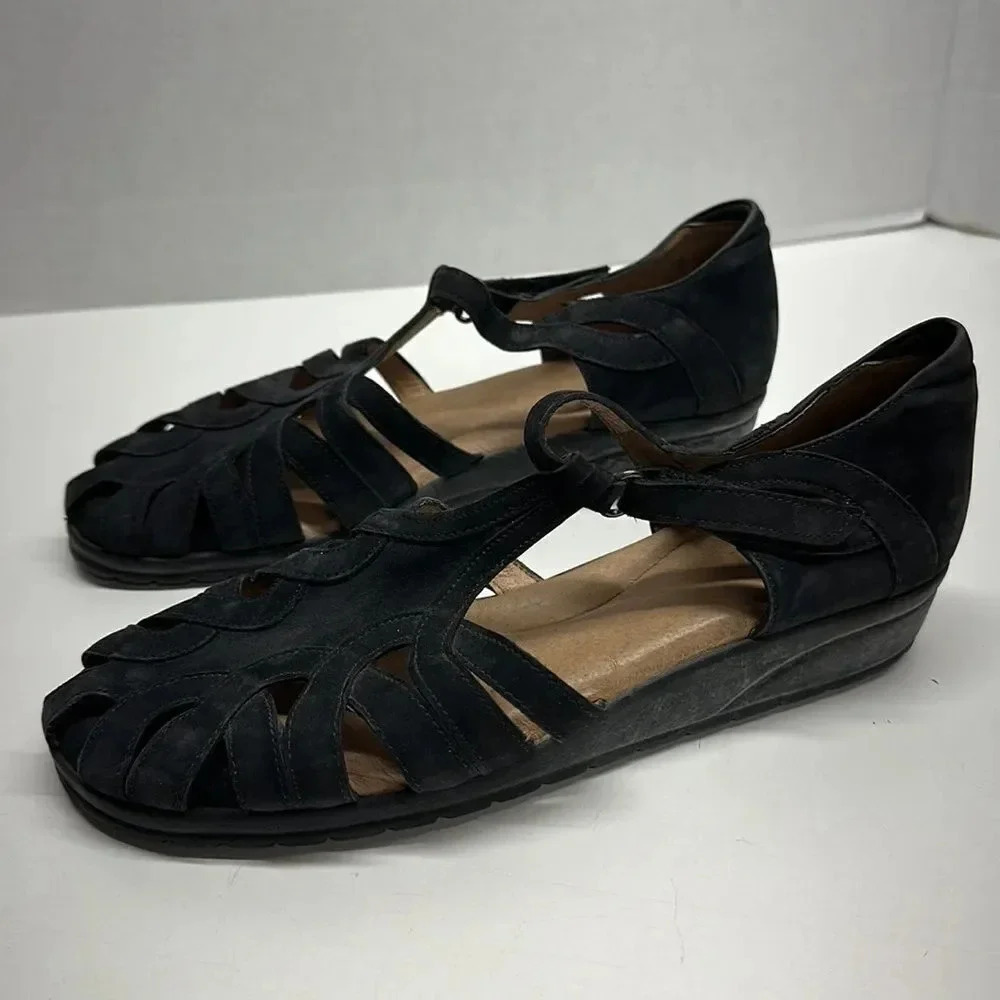 Beautifeel Lane Sandals Nubuck Leather Strappy Open Toe Shoes Black Size 40 9